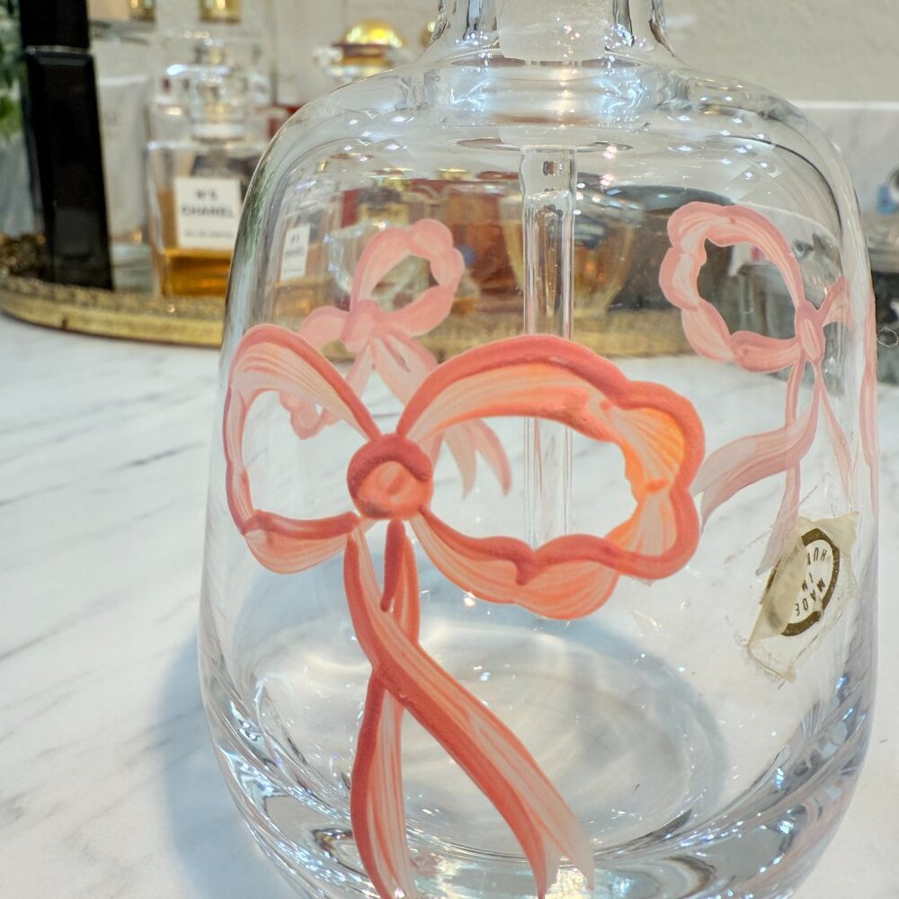 SOLD Vintage Hungarian Perfume Bottle with Glass Dauber and Pink Bows - Picture 9 of 16
